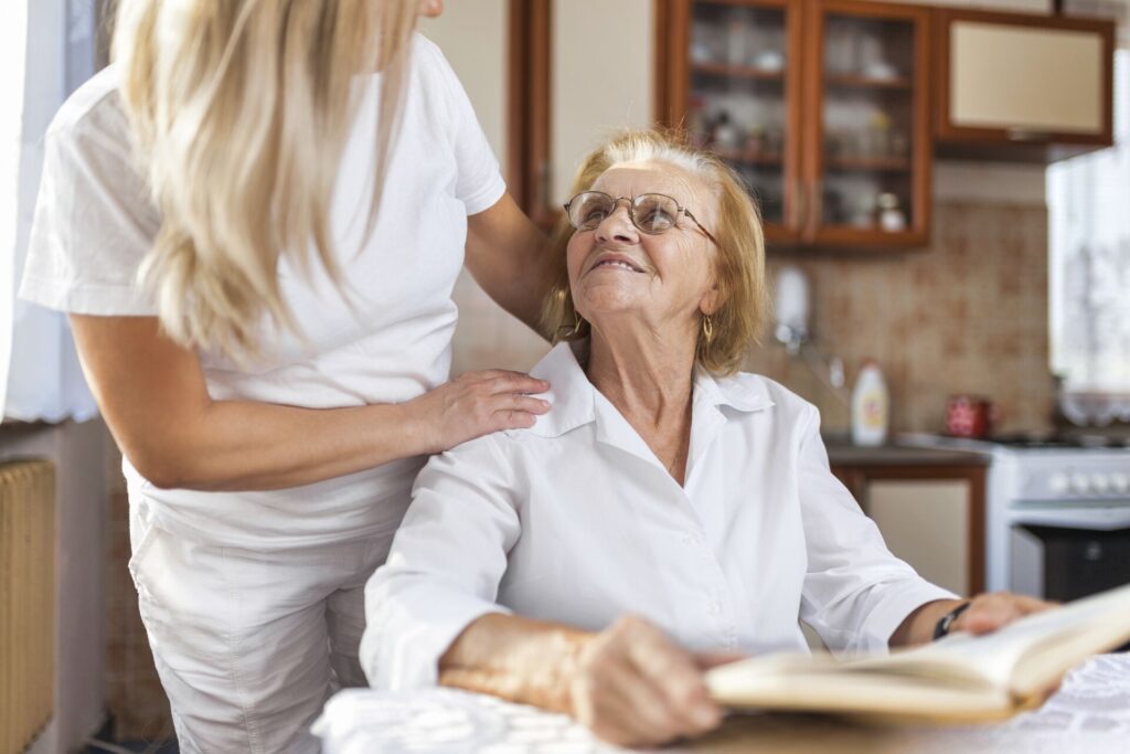 nurse carer helping their client patient daily comfort companion